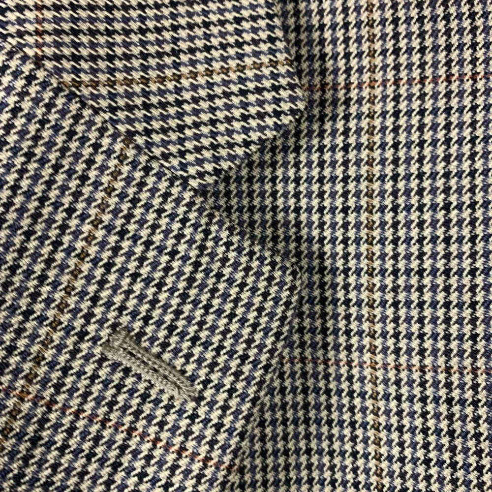 JoS A Bank Travelers‎ Blazer Men 41R 100% Wool Houndstooth Plaid Tan Sports Coat